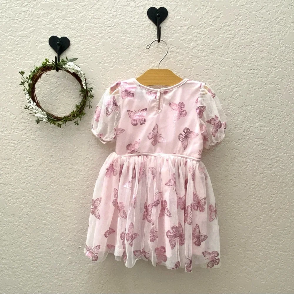 Pink Butterfly Tulle Dress | Size 2T